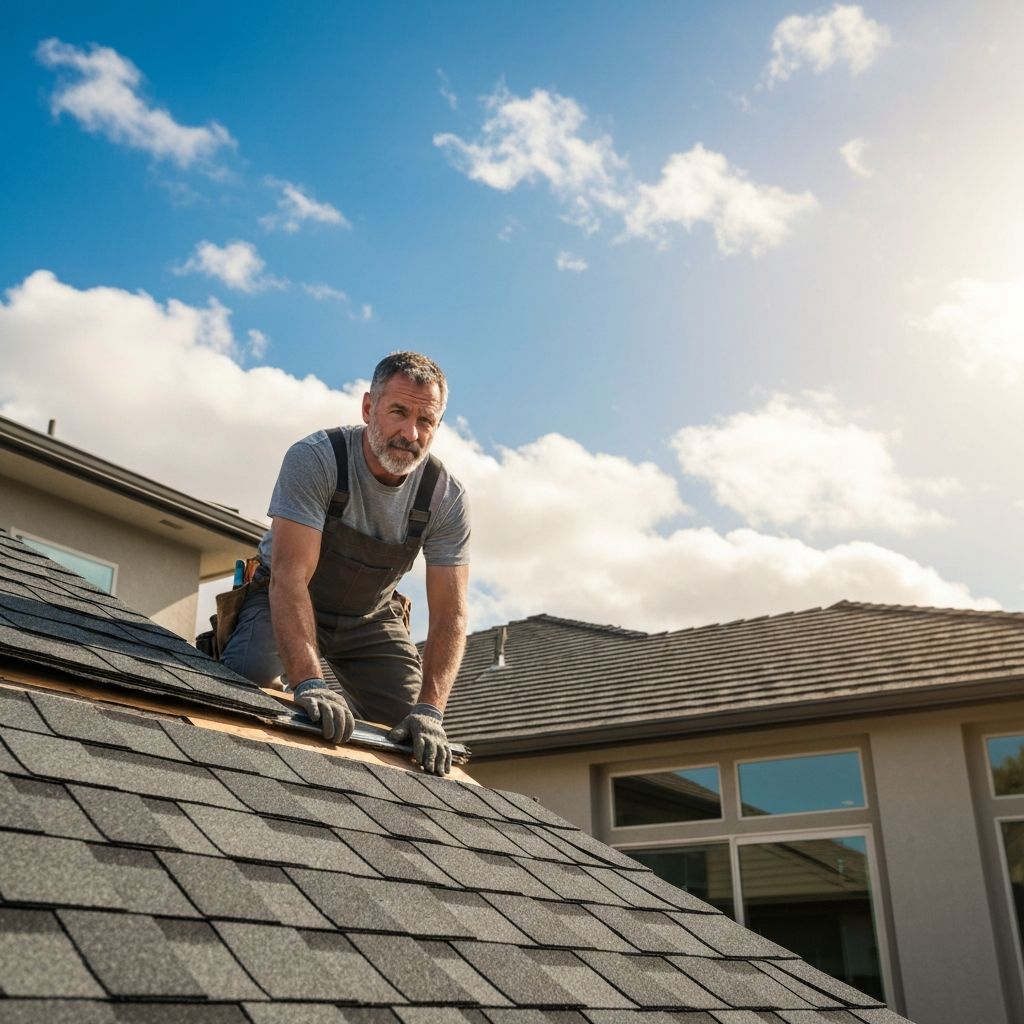 Professional roofing contractor working on a residential roof